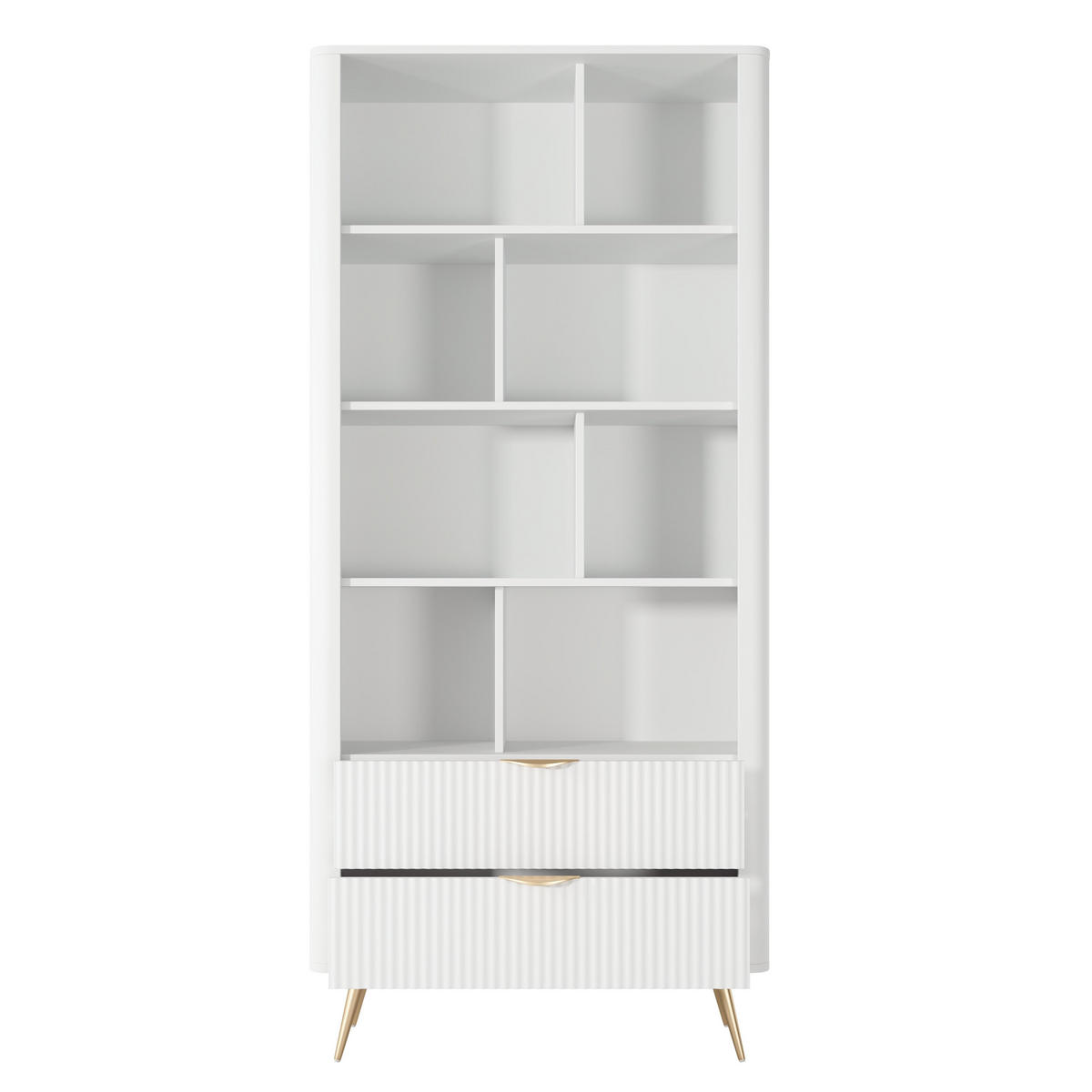 REGAL Vespasia 2S Beige 88,2/193,8/38 cm – Geriffelte Fronten - Goldfarben/Weiß, Holzwerkstoff/Metall (88.2/193.8/38cm) - AX Living