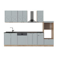KÜCHENZEILE Fame-Line Hellblau-grau/Goldkraft Eiche 300 cm AP Anthrazit - Honigeiche/Blaugrau, Holzwerkstoff (300/81.6/60cm) - Vicco
