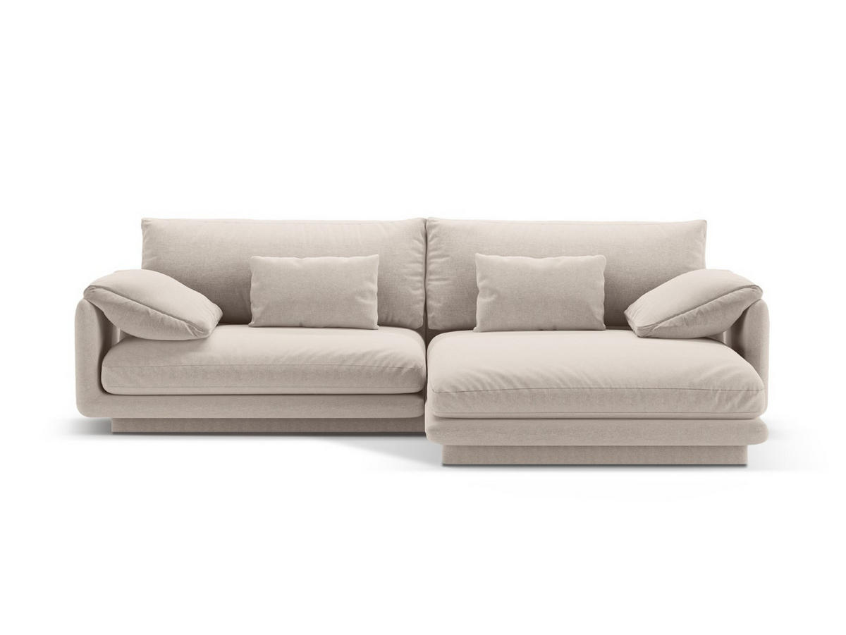 ECKSOFA rechts Torino aus strukturiertem Stoff leichtes beige 4 Sitzplätze - Creme, Textil (170/250cm) - Micadoni