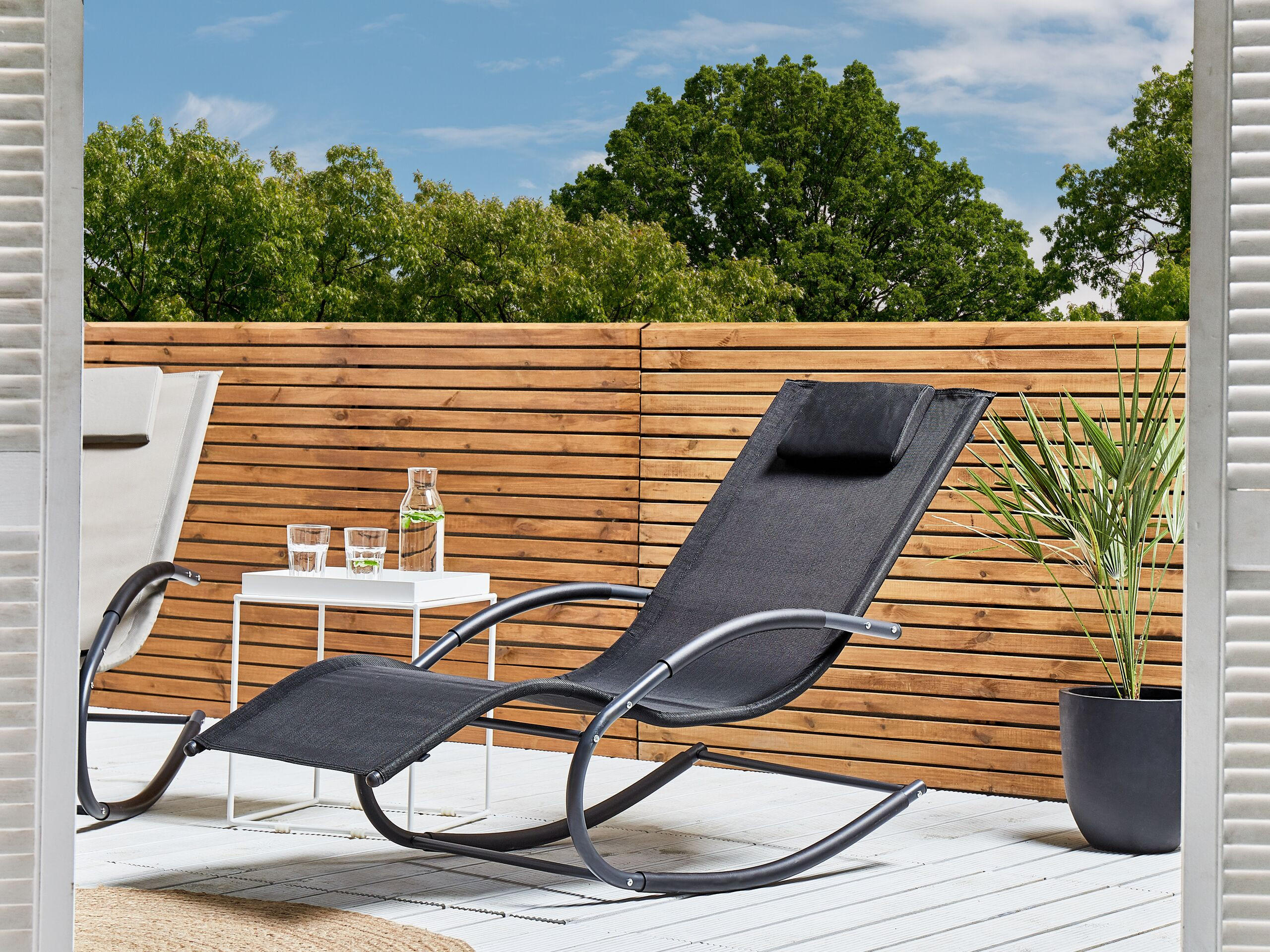 GARTENLIEGE Schaukelfunktion Schwarz Carano II - Schwarz, Metall (60/90/155cm) - Beliani