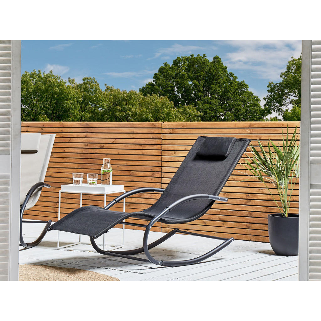 Thumbnail - Beliani Gartenliege, Schwarz, Metall, 60x90x155 cm, Gartenmöbel, Gartenstühle, Liegestühle