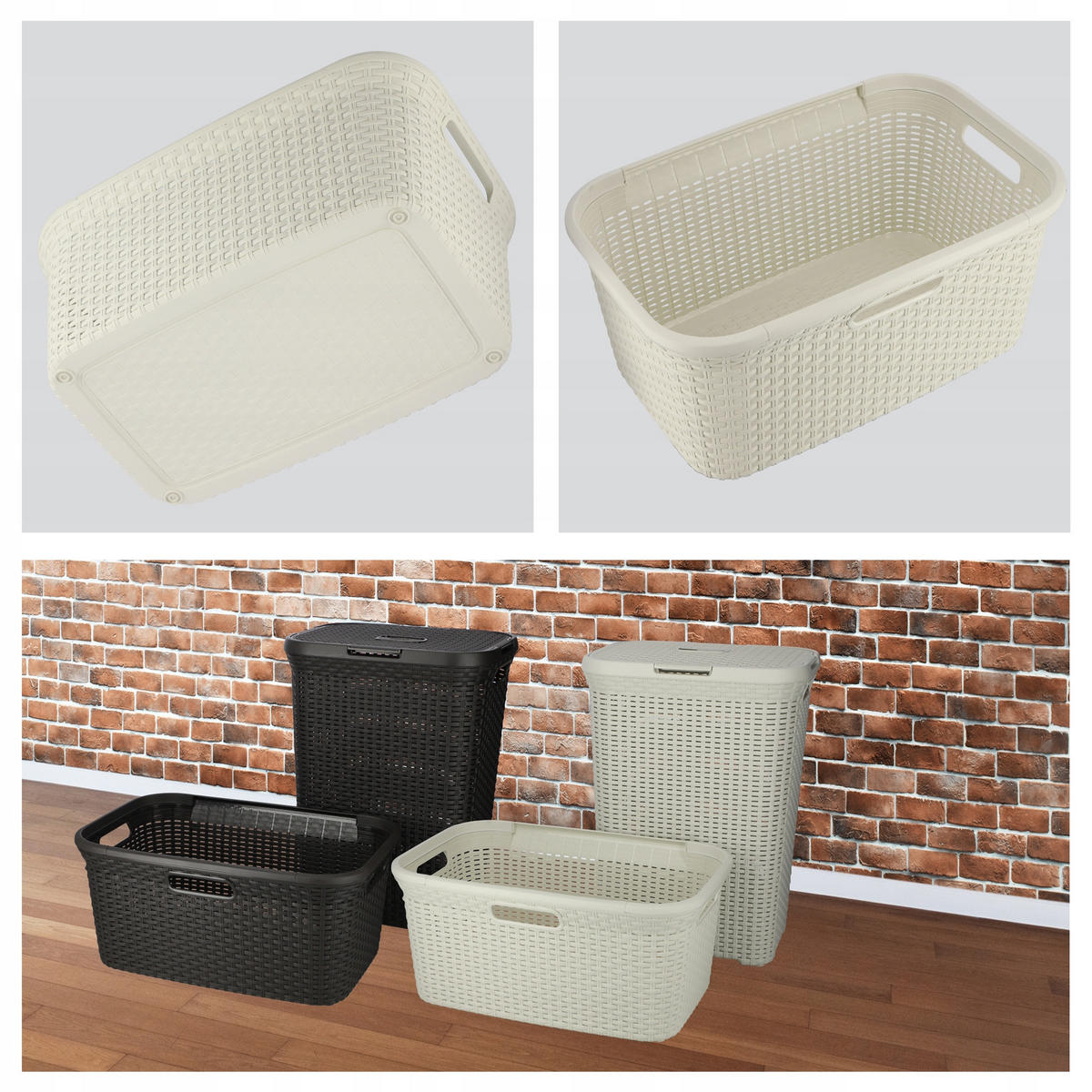 WÄSCHEKORB 45L, Creme - Creme, Kunststoff (60/38cm) - KADAX