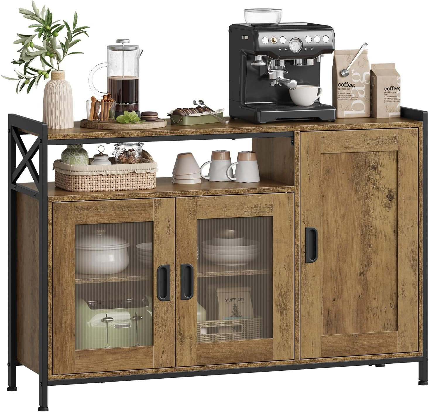 Woltu Sideboard Hellbraun 110x75x33 cm