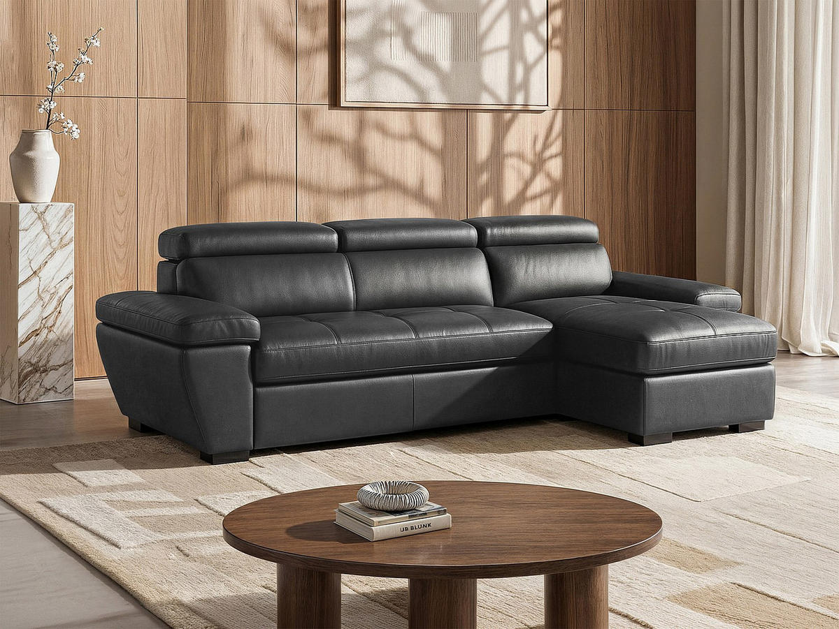 SCHLAFSOFA - -Sitzer - Leder - Anthrazitgrau - - Anthrazit, Leder (256/83/154cm) - Vente-Unique