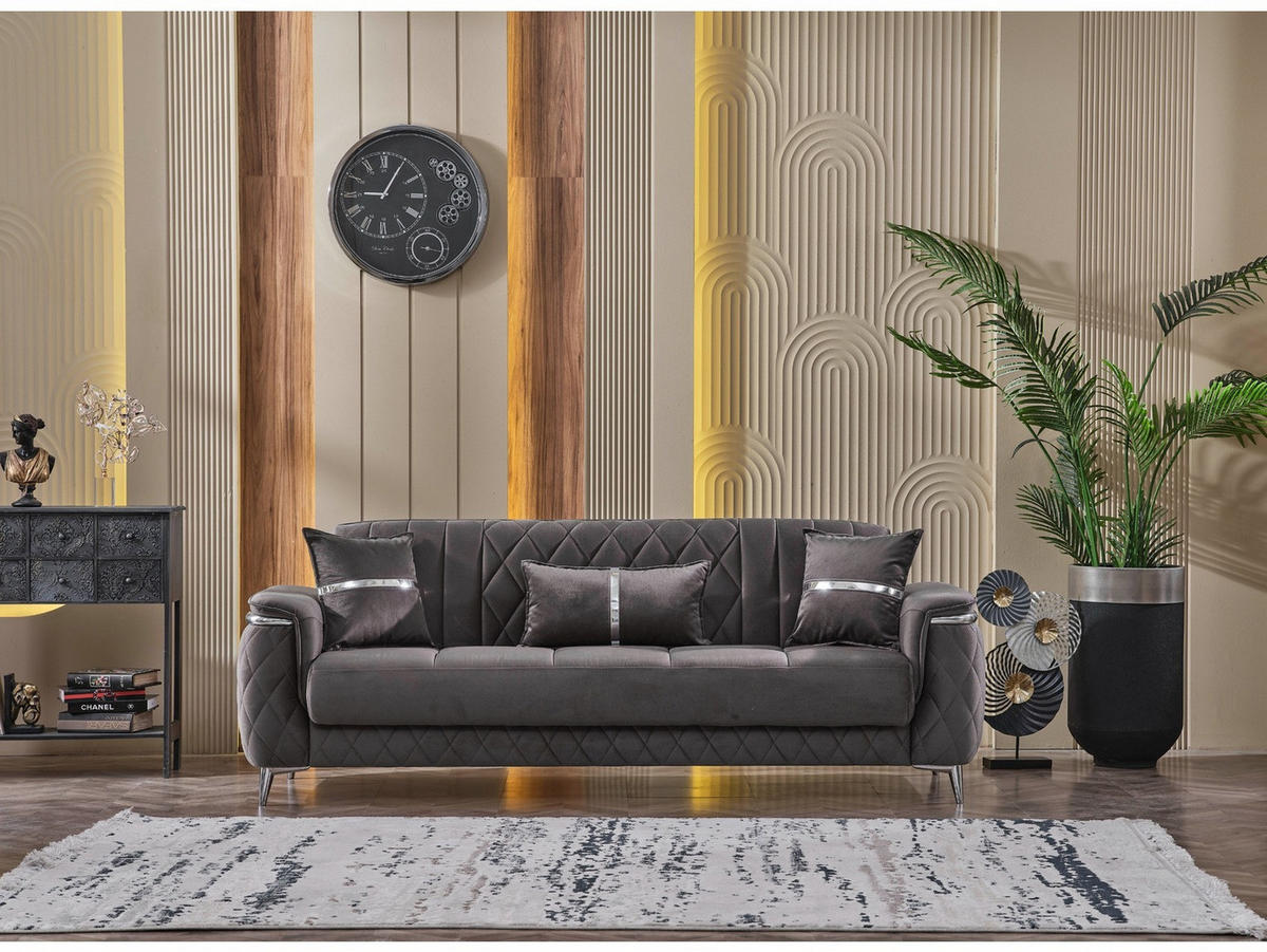 SITZGARNITUR Pasadena, Grau Stellvariante 2+2+1 - Grau, Holzwerkstoff/Kunststoff (177/90/98cm)