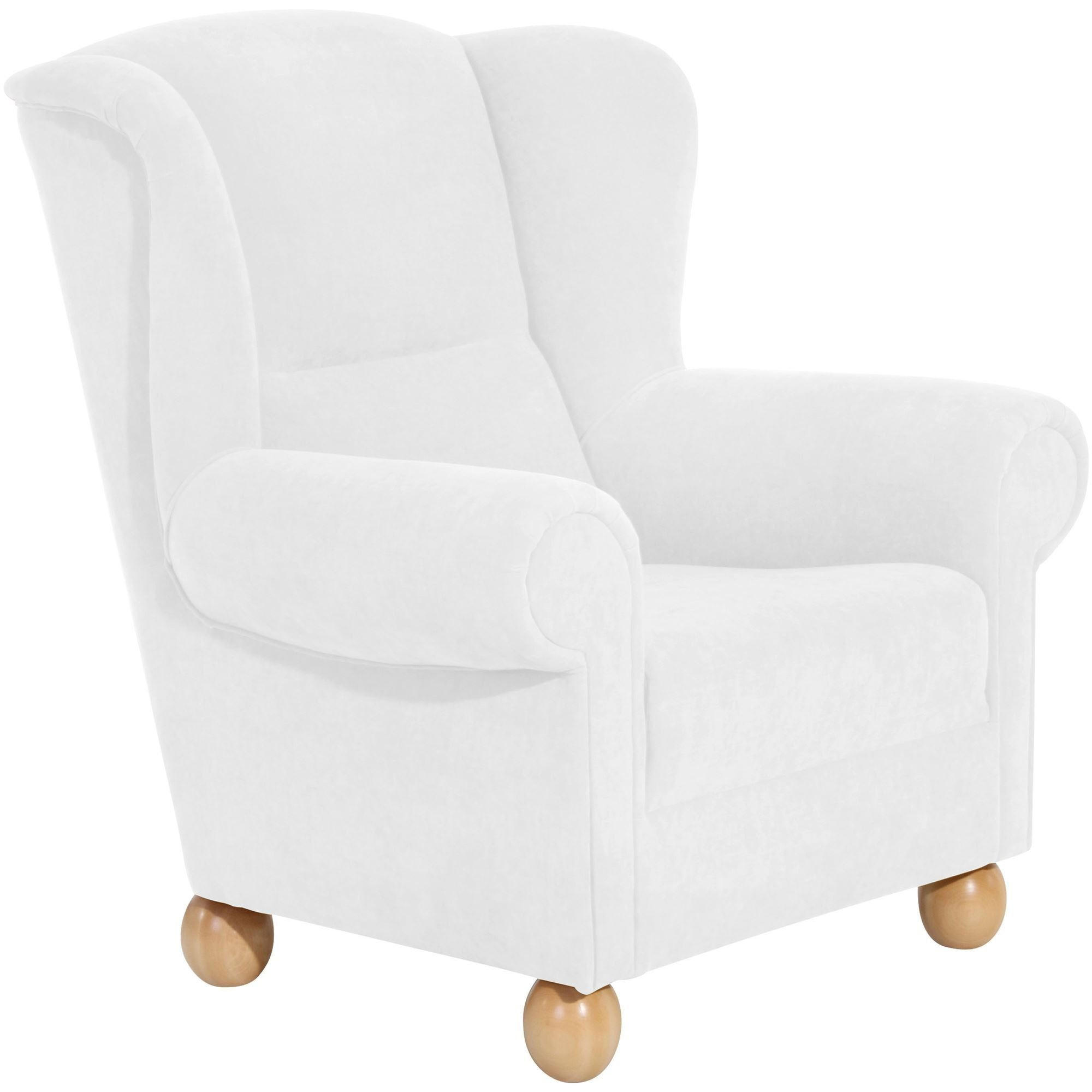 OHRENBACKENSESSEL Kasha Bezug Veloursstoff Buche natur / creme - Buchefarben/Creme, Kunststoff (93/103/87cm) - 58aufmkessel