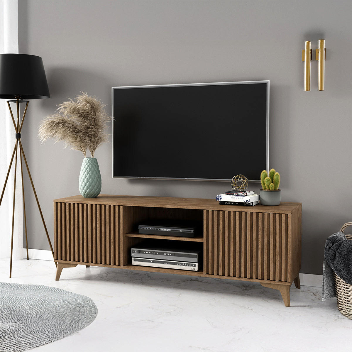 TV-MÖBEL Esteban Holz - Braun, Holzwerkstoff (150/52/40cm) - Petits-meubles