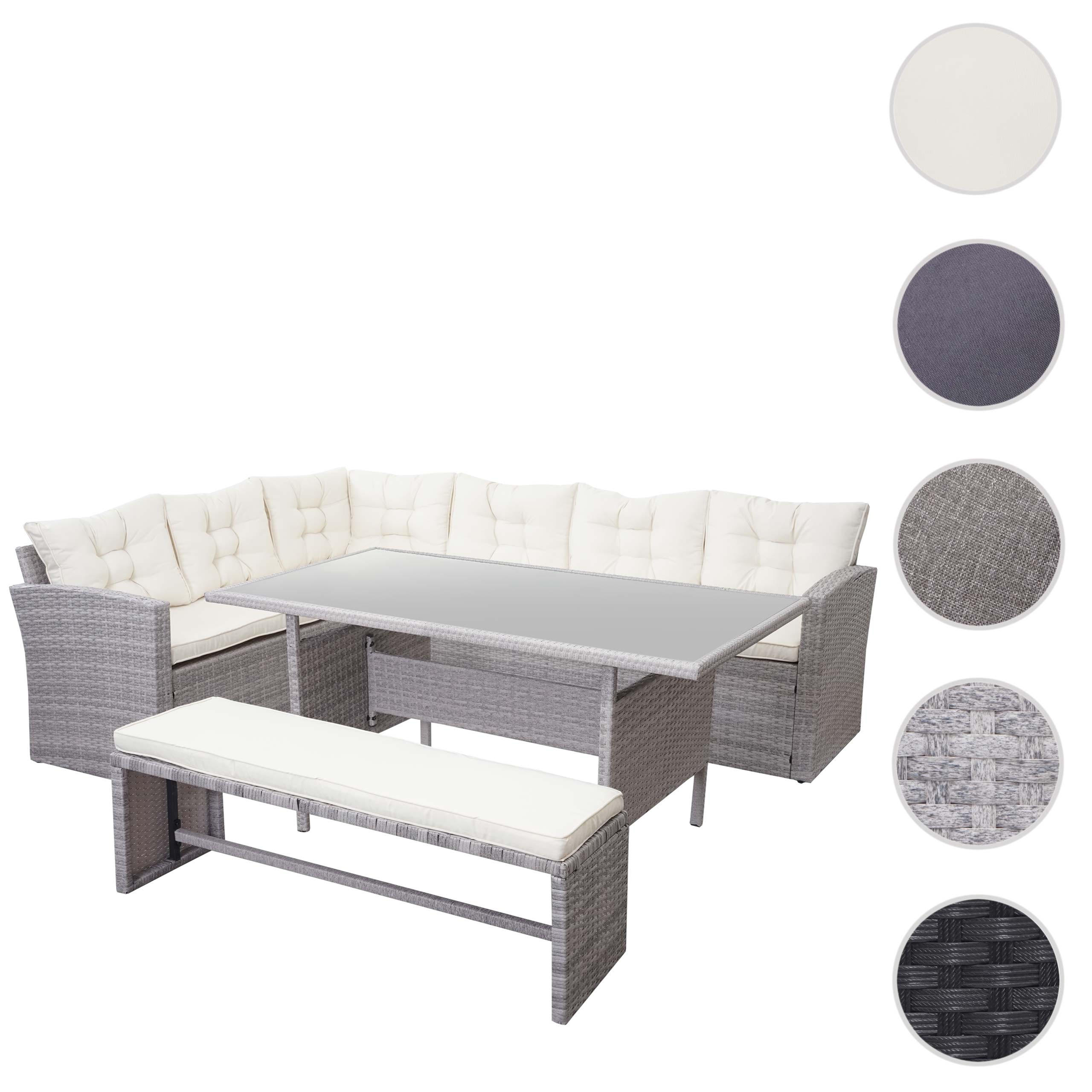 POLY-RATTAN-GARNITUR Hellgrau - Hellgrau, Kunststoff - MCW