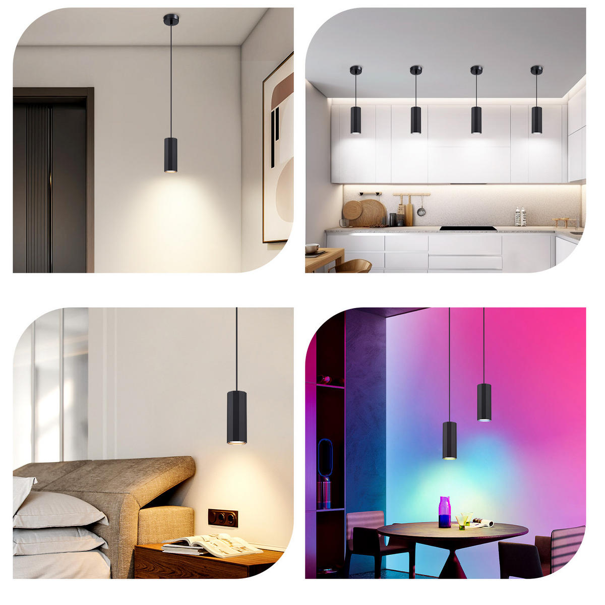 PENDELLEUCHTE Mila 8/2.5/170 cm - Schwarz, Metall (8/2.5/170cm) - ZMH