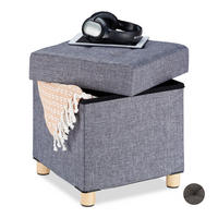 SITZHOCKER - Grau, Holzwerkstoff/Textil (38/40/38cm) - Relaxdays