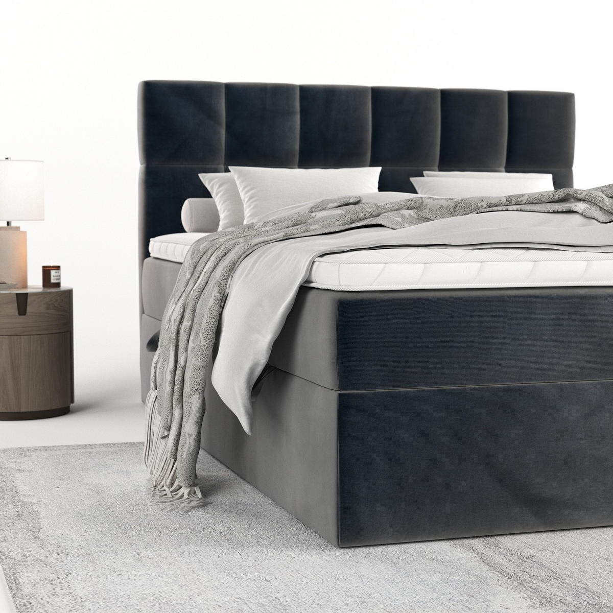 POSTEL BOXSPRING VARENO 160/200 Antracitová - černá/antracitová, kov/dřevo (160/200cm) - AltaBeds