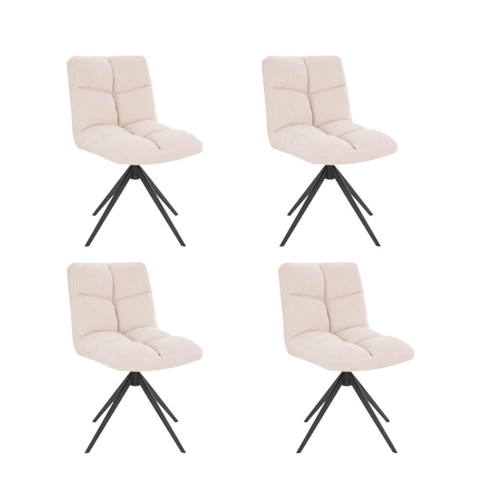 ESSZIMMERSTUHL drehbar CordNODA – 4er Set Creme - Beige/Creme, Textil/Metall (61/84/47cm) - Home Deluxe