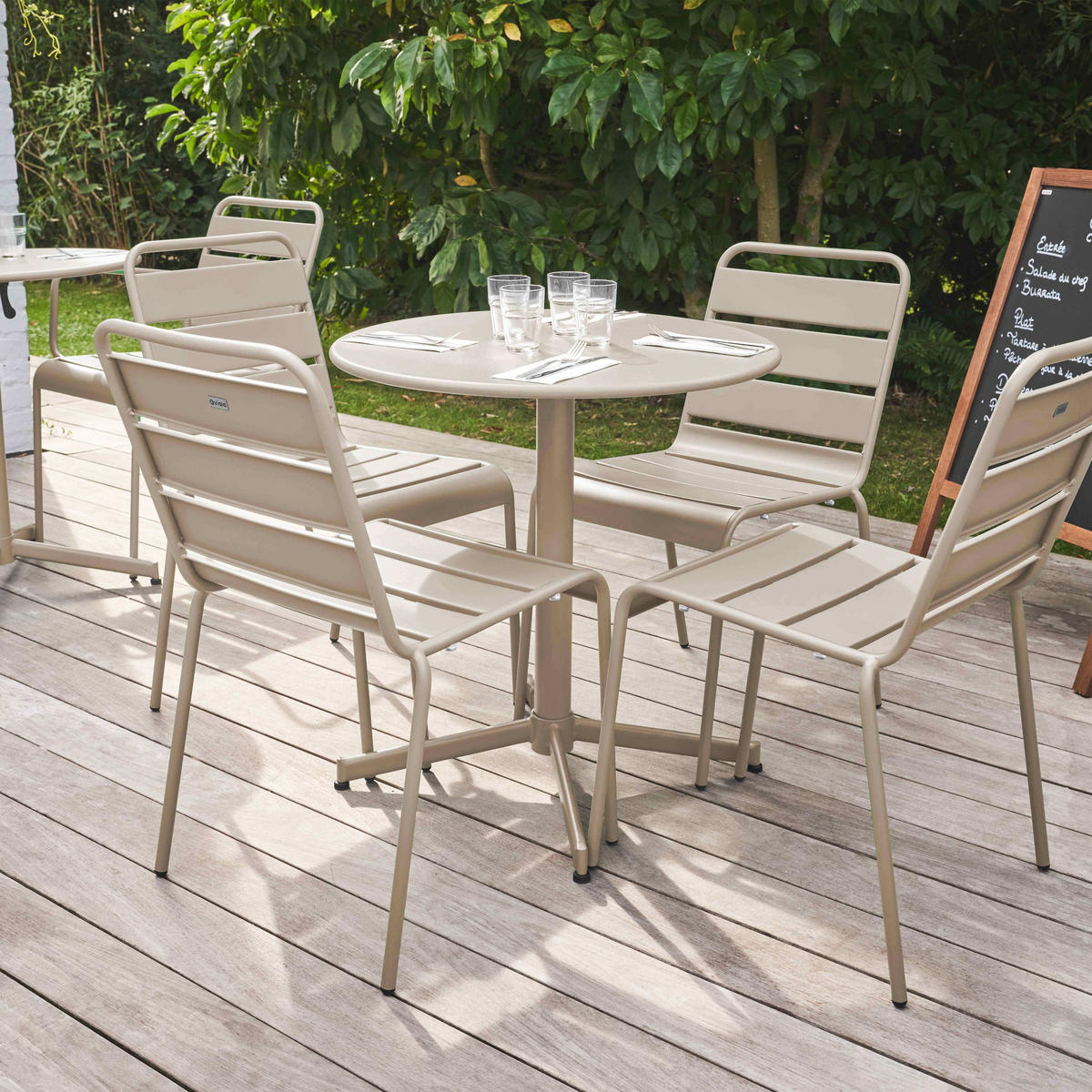GARTENSET 5-tlg., Taupe - Taupe, Metall - Oviala