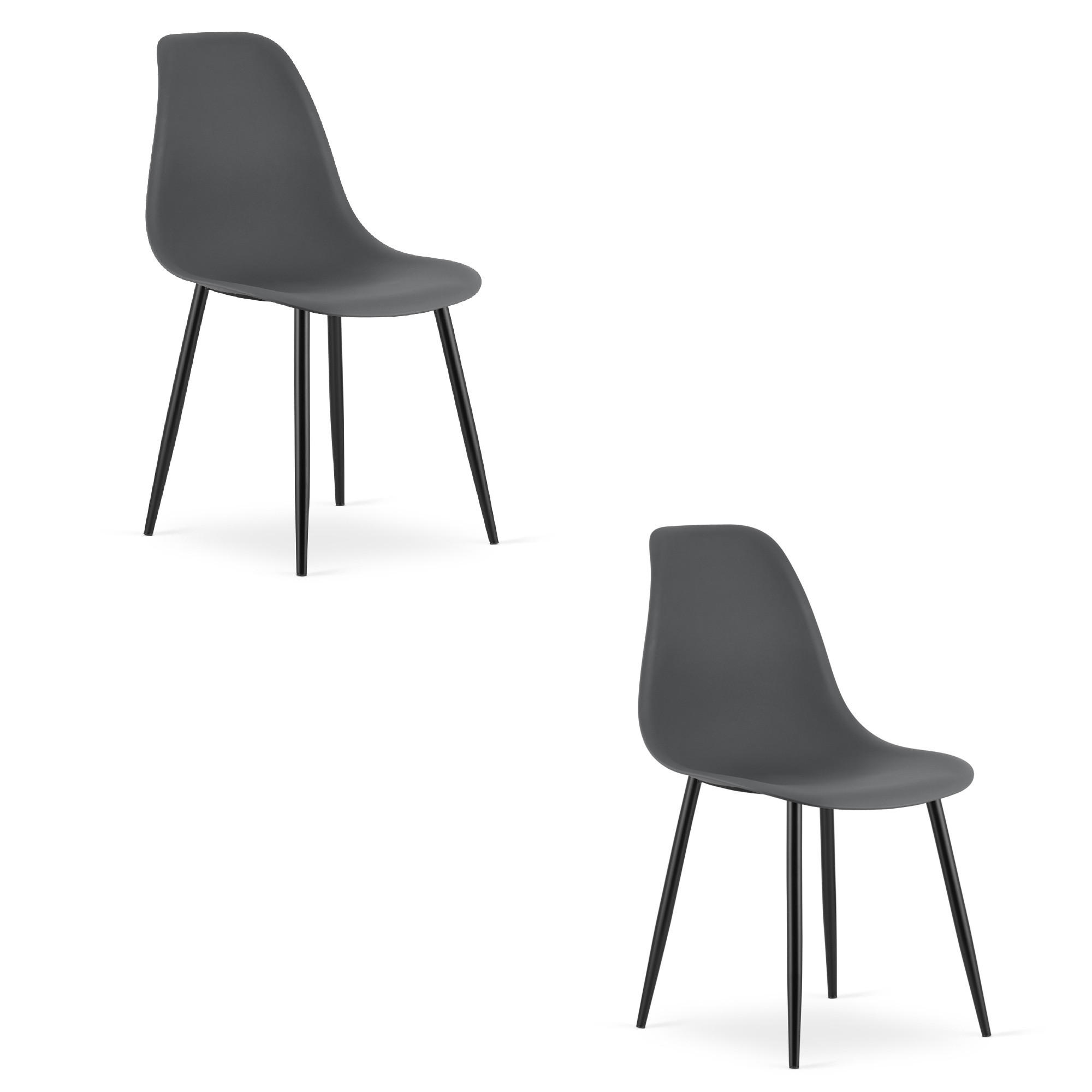 ESSZIMMERSTUHL 2-er Set KALEO dunkelgrauer Sitz, schwarze Beine - Dunkelgrau/Schwarz, Kunststoff (46/84/51cm) - Valora