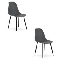 ESSZIMMERSTUHL 2-er Set KALEO dunkelgrauer Sitz, schwarze Beine - Dunkelgrau/Schwarz, Kunststoff (46/84/51cm) - Valora