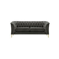 ZWEISITZER-SOFA Chesterfield Modern-Velluto 19 - Dunkelgrau, Holz/Textil (183/74/80cm)