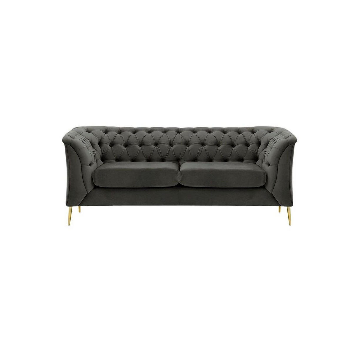 ZWEISITZER-SOFA Chesterfield Modern-Velluto 19 - Dunkelgrau, Holz/Textil (183/74/80cm)