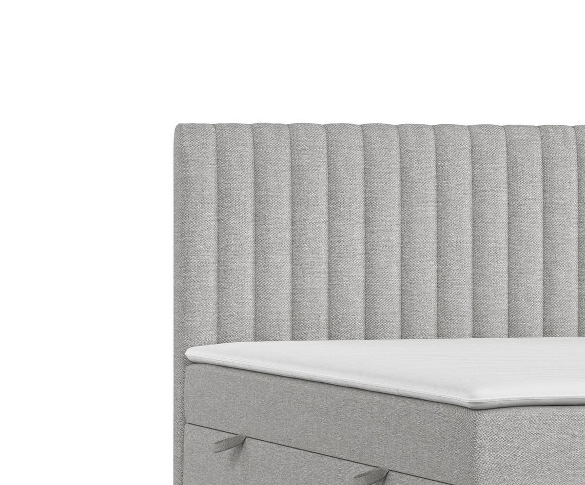 BOXBETT Spencer Grau Beige 160/200 cm mit Matratze und Topper - Beige/Schwarz, Holz/Holzwerkstoff (160/200cm) - Maison de Reve