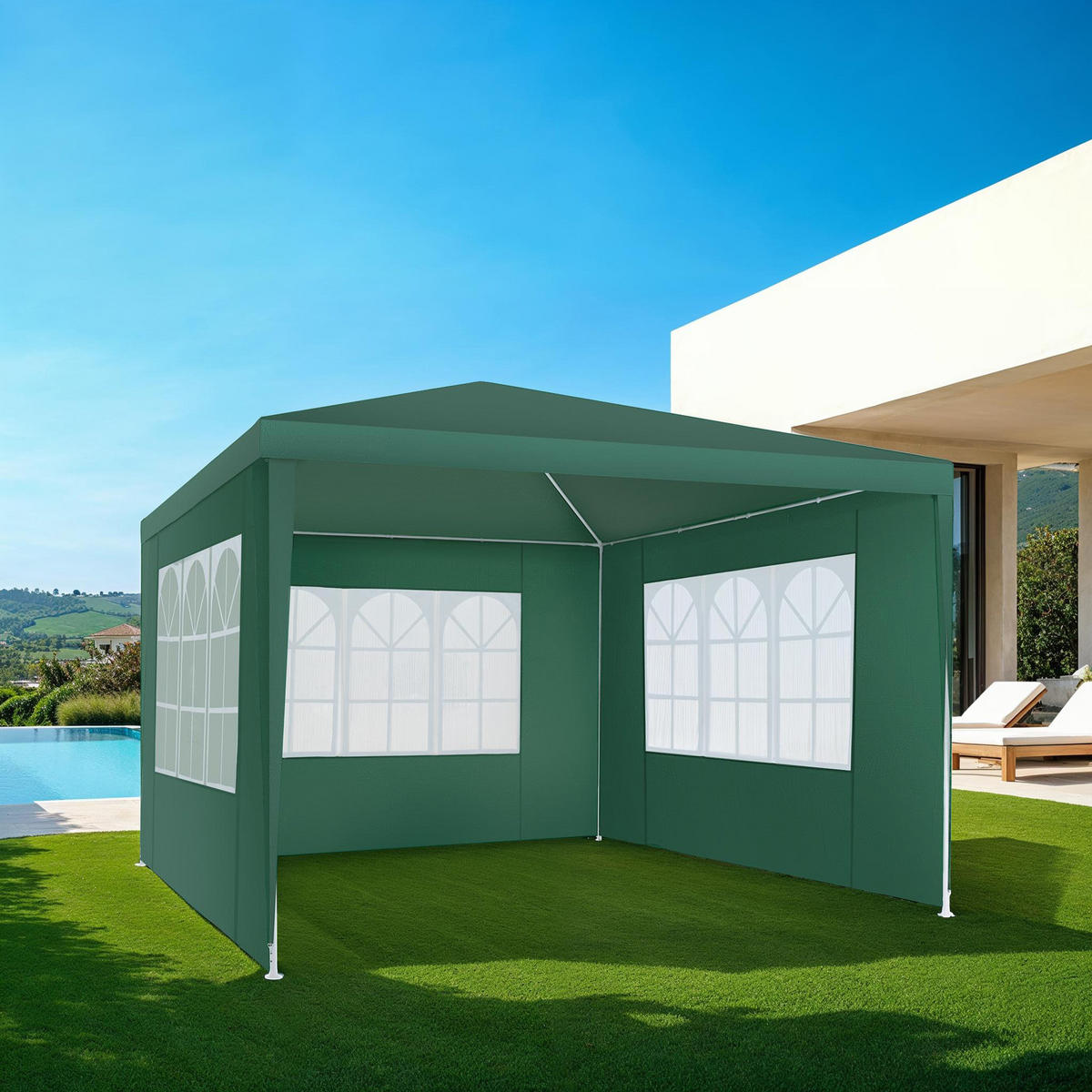 PAVILLON Barinas,wasserdicht,grün - Grün, Kunststoff (300/250/300cm) - tectake