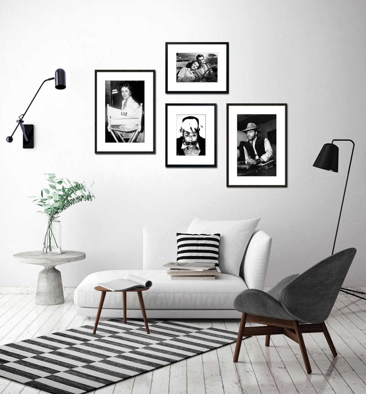 BILD mit Rahmen 51x71 cm Elvis Presley Schwarz-Weiß - Weiß, Holz (51/71cm) - artissimo