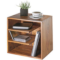BEISTELLTISCH – Massivholz Braun 43x43x30 cm mit Ablage - Braun, Holz (43/30/43cm) - KADIMA DESIGN