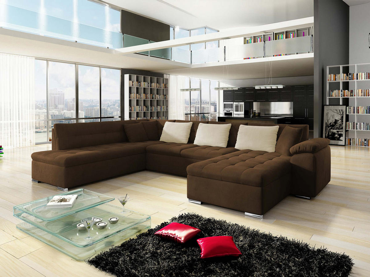 WOHNLANDSCHAFT Niko Bis, Seite: Rechts - Braun, Holz/Textil (348/76/205cm) - MIRJAN24