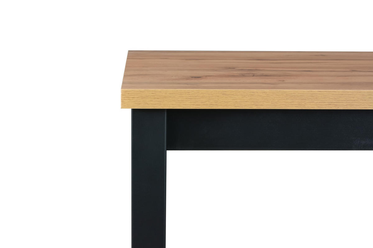 ESSTISCH Ikon 3 S - Schwarz/Sonoma Eiche, Holz/Metall (80/120/79cm) - Leaf Design