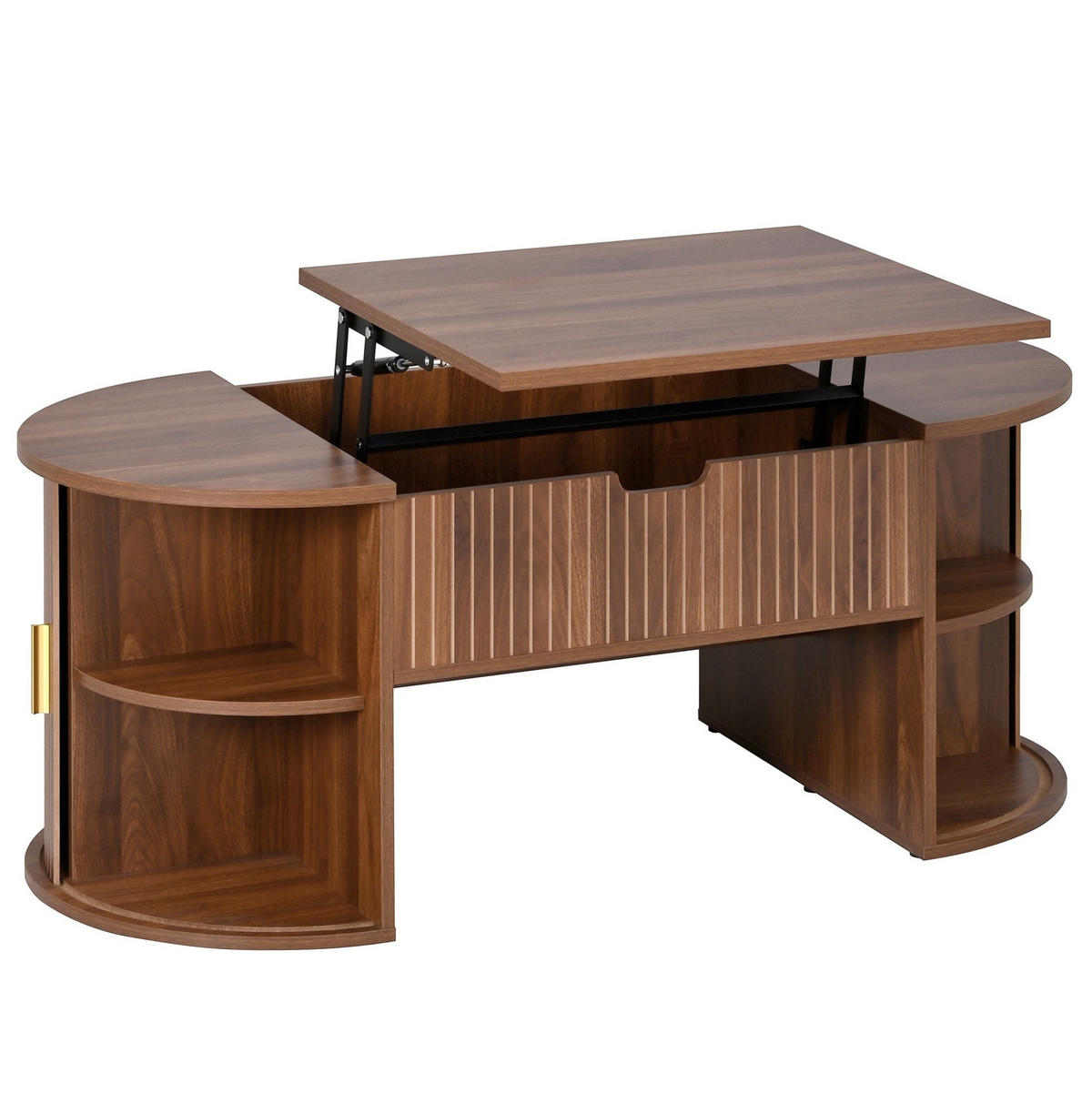 KONFERENČNÍ stolek 100/50/40,5 cm MDF ořech, výškově nastavitelný s úložným prostorem - ořechová, kompozitní dřevo (100/50/40.5cm) - BEAOK