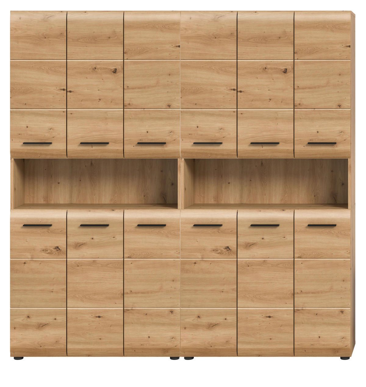 BADEZIMMERSCHRÄNKE Eiche Artisan, 2x Mehrzweckschrank 180 cm, viel Stauraum, Cover - Schwarz/Eiche Artisan, Holzwerkstoff/Kunststoff (180/185/30cm) - Inn.Furn