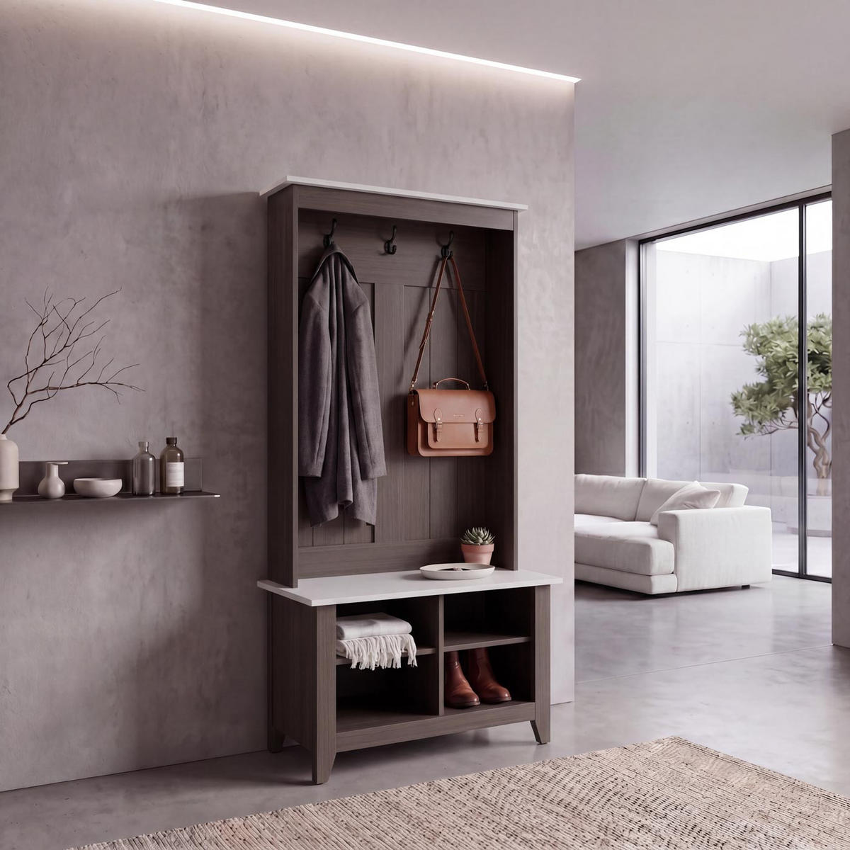 GARDEROBE Walnuss Dekor, Beige - Beige/Walnussfarben, Holz (76/170/39cm) - MCW