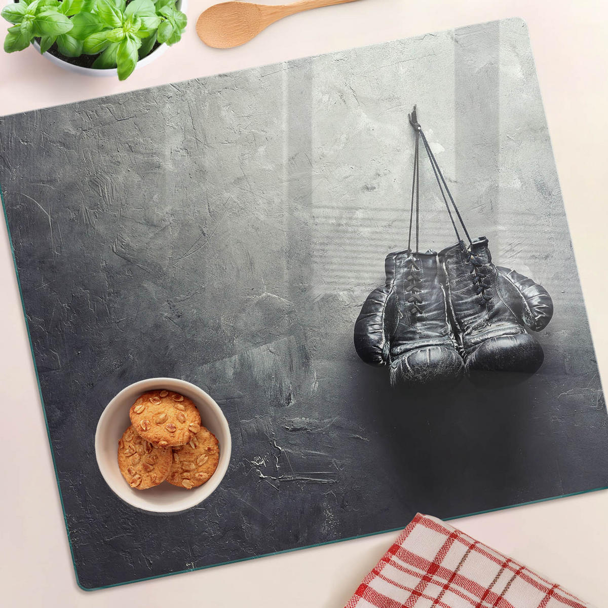 GLASPLATTE 60x52 cm Boxhandschuhe - Schwarz, Glas (60/0.4/52cm) - TULUP