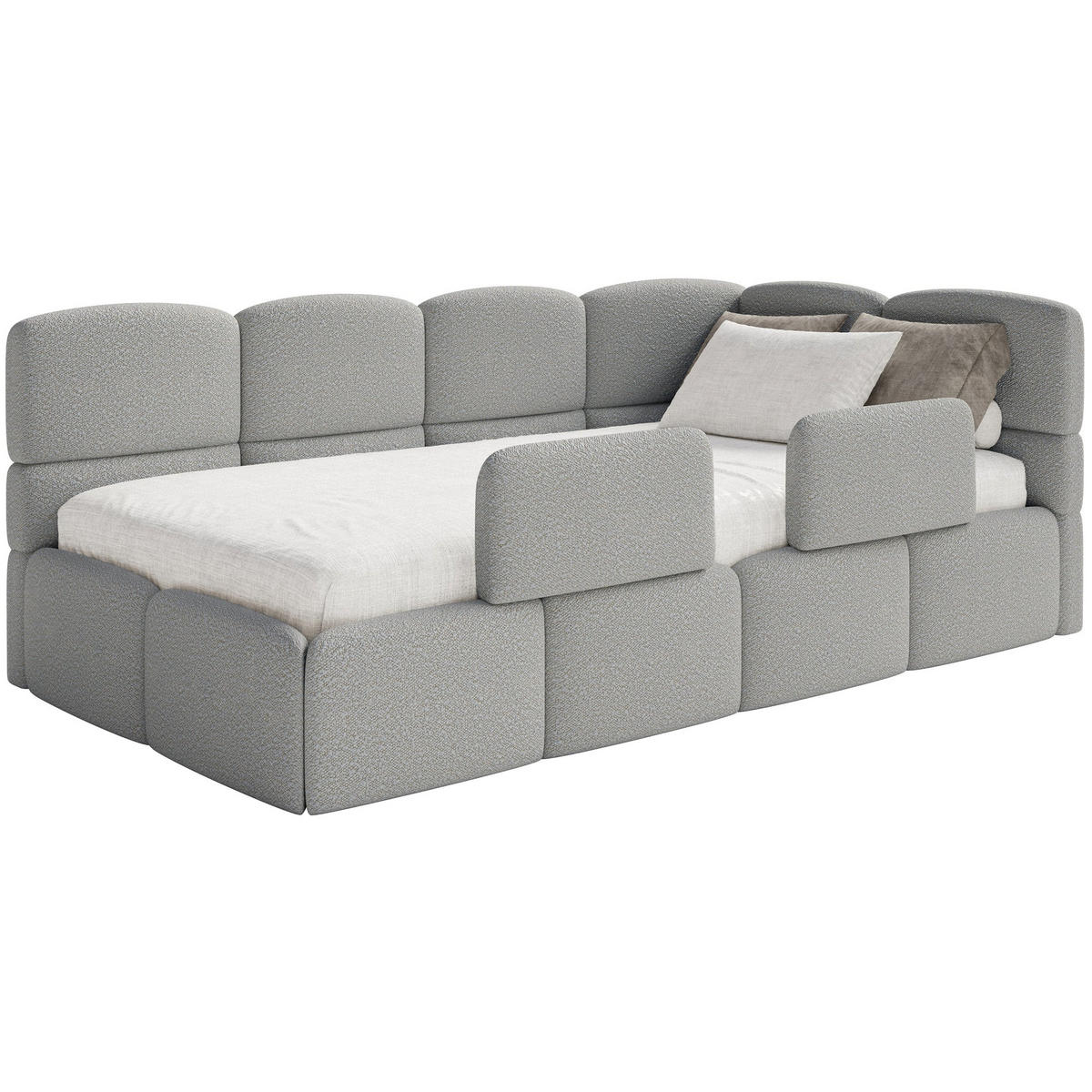 KINDERBETT Cloudy Grau 120 x 200 cm - Schwarz/Grau, Kunststoff/Textil (120/200cm) - Selsey