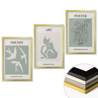 WANDBILDER 3er Set - 40x60 cm Goldrahmen - Matisses stilvolle Illustrationen - Goldfarben, Kunststoff (40/60cm) - ArtPrintCave