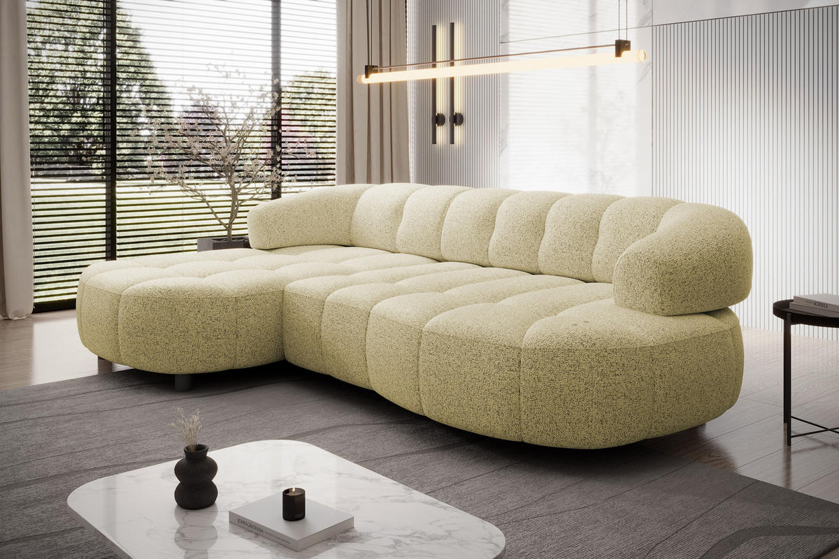 ECKSOFA WESPER S - Eckcouch Mit Elektrischer Sitzverstellung, L-förmig, Freistehend, Relaxfunktion, 183x284x79cm Linke, Sand - Sandfarben, Holz/Textil (113/284cm) - DomoHome