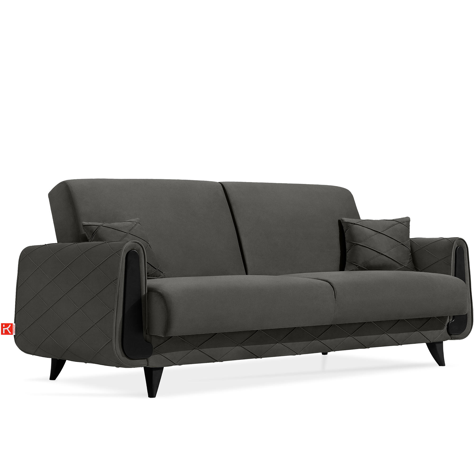 3-SITZER-SOFA GUSTAVO III Sofa 3 Velours, Anthrazit - Anthrazit, Holz/Holzwerkstoff (230/98/98cm) - KONSIMO®