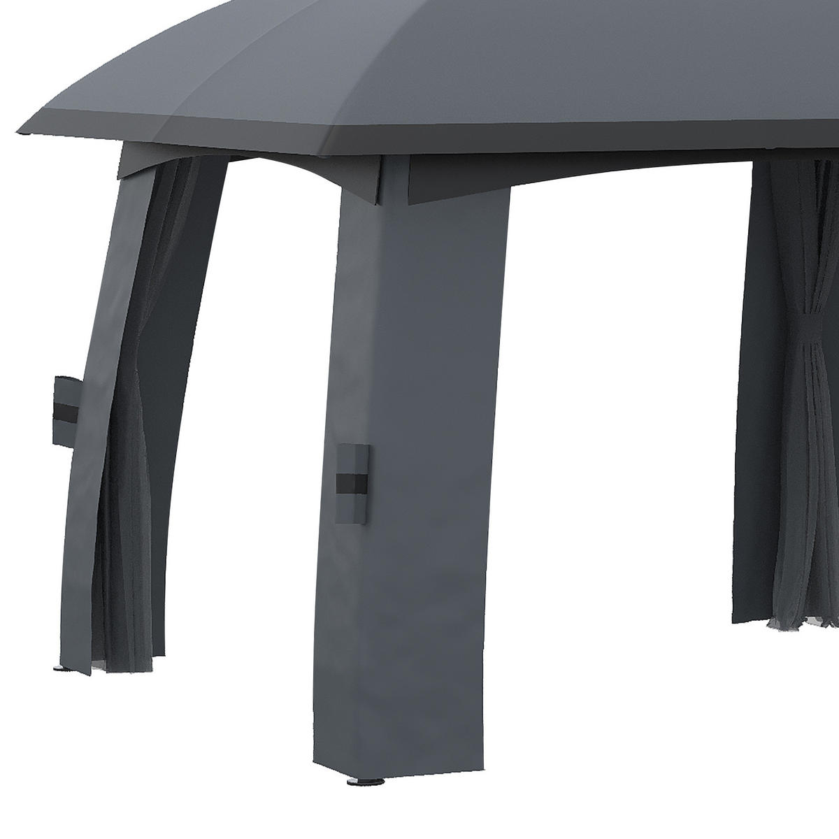 GARTENPAVILLON 300/600/278 cm mit Winddach, Seitenwänden und Insektenschutz, Dunkelgrau - Dunkelgrau, Textil (300/278/600cm) - Redom