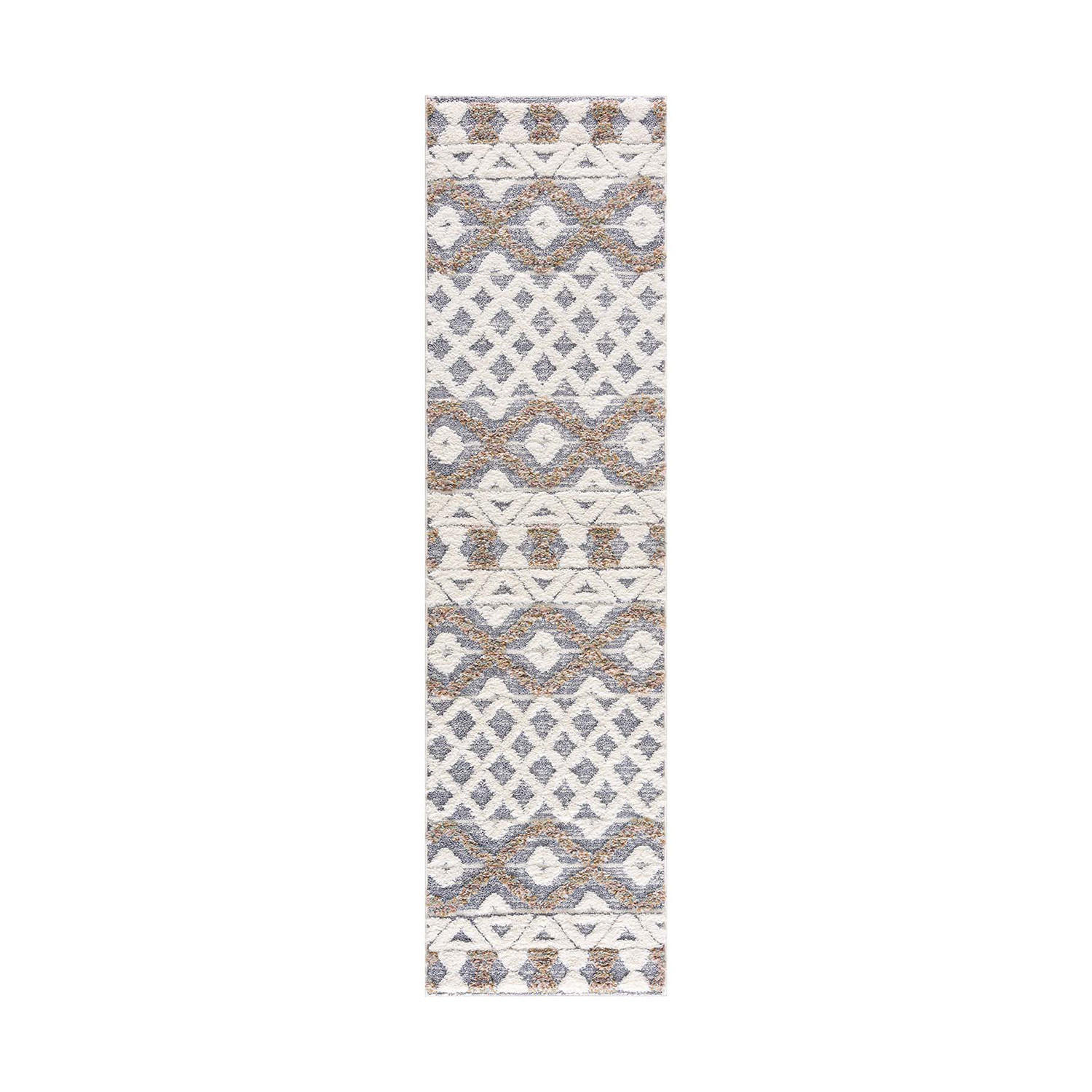 HOCHFLOR-TEPPICH Focus 3050 Grau 80x300 cm - Multicolor/Creme, Textil (80/300cm) - carpet city