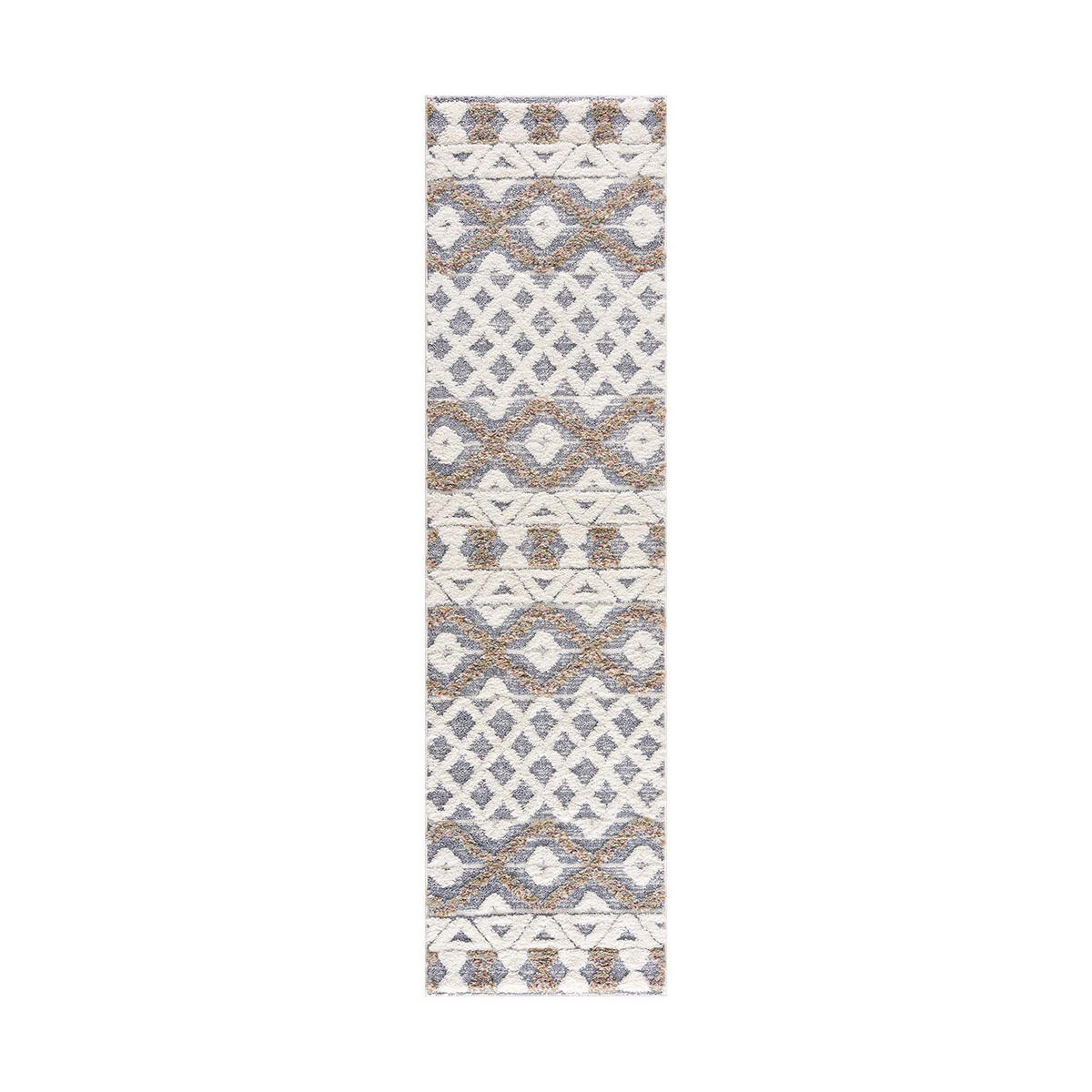 HOCHFLOR-TEPPICH Focus 3050 Grau 80x300 cm - Multicolor/Creme, Textil (80/300cm) - carpet city