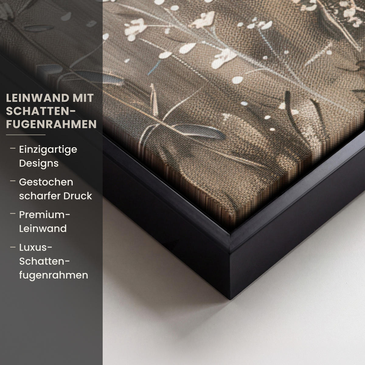 LEINWAND Bilder mit Rahmen - Blumen - Rosa - Modern - Beige - 50x50 - Beige, Textil (50/50cm) - MuchoWow