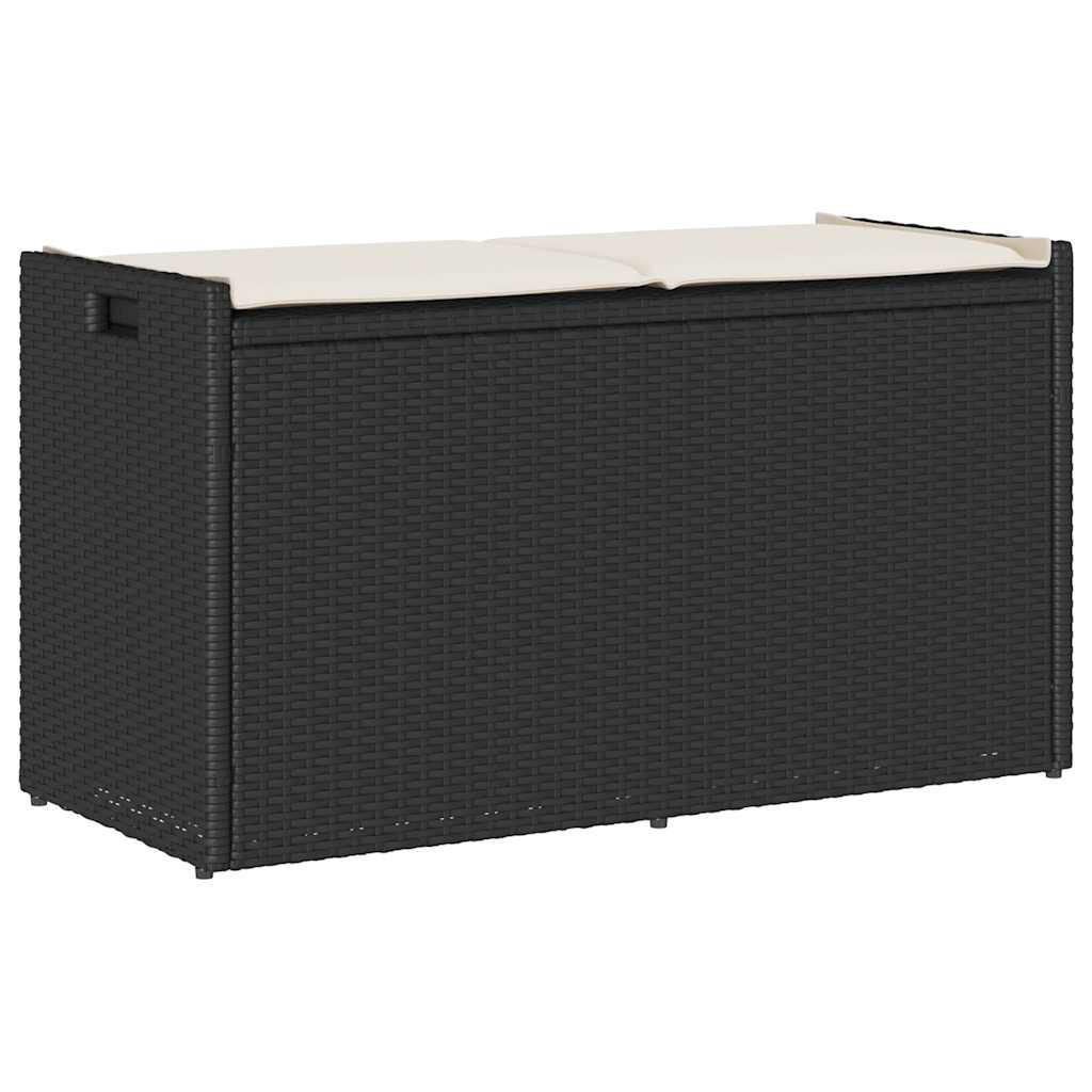OUTDOOR-SITZBANK Mit Stauraum Und Kissen Schwarz 100 Cm - Schwarz, Kunststoff (100/57/45cm) - vidaXL