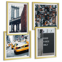 BILDER SET 4er Set - 50x50 cm & 40x60 cm Goldrahmen - Brückenstadt-Inschriften aus der Vogelperspektive - Goldfarben, Kunststoff (50/50cm) - TULUP