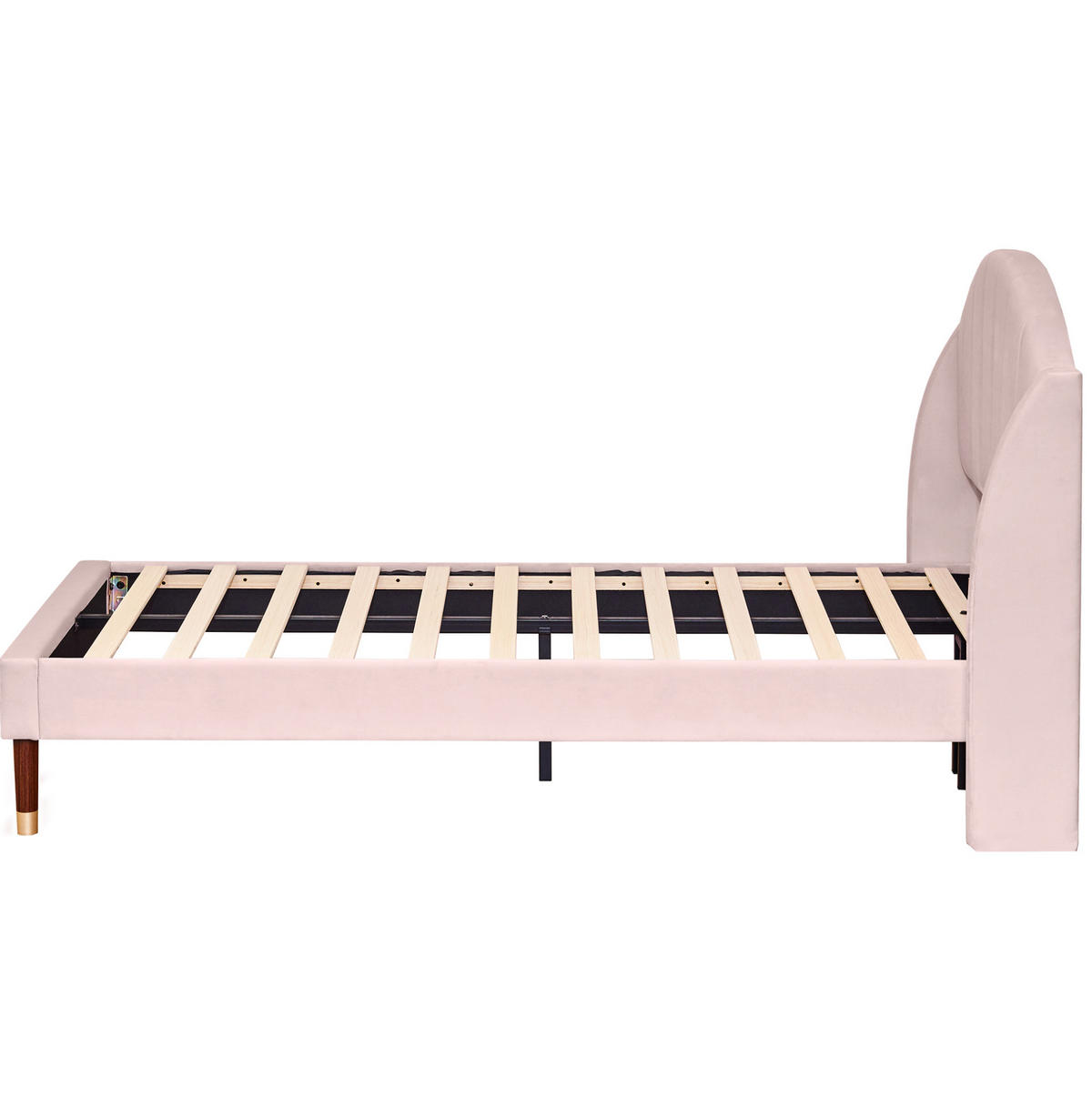 POLSTERBETT aus Samt 90x200 cm Rosa mit Lattenrost und gepolstertem Kopfteil - Rosa, Textil (90/200cm) - IVMEU