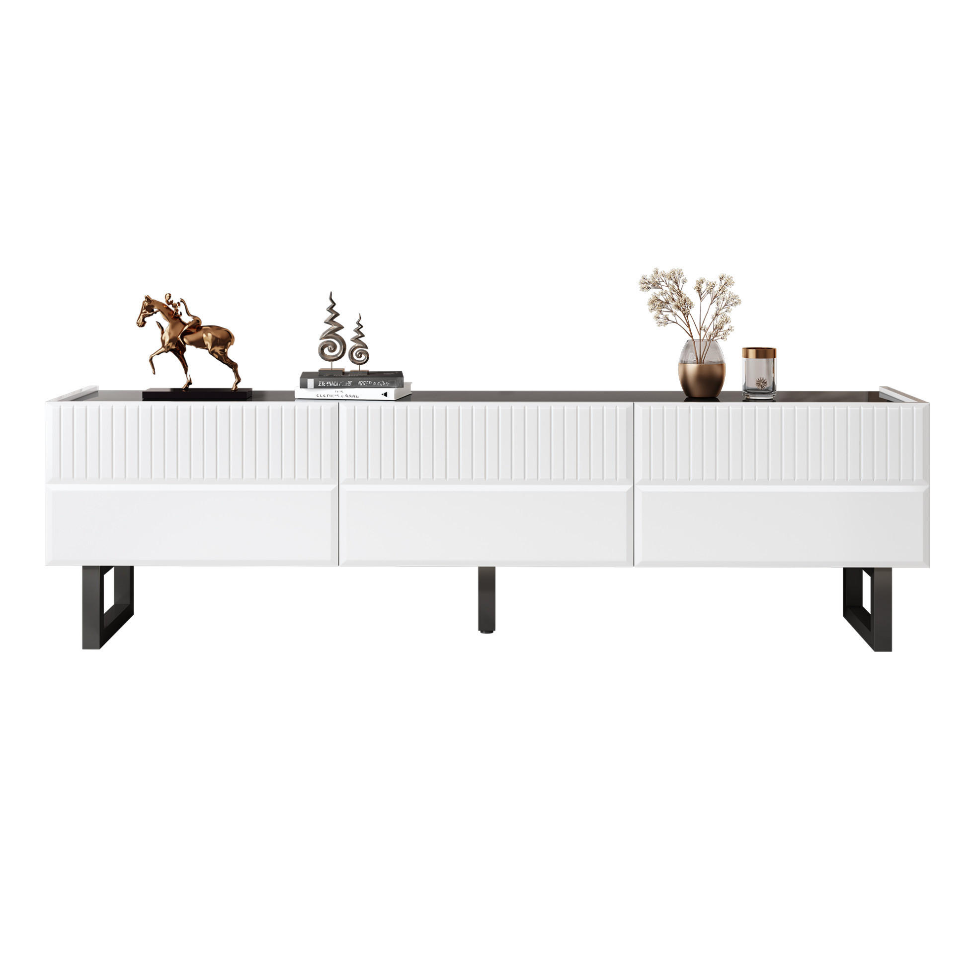 TV-SCHRANK mit Schubladen 170 x 35 cm Schwarz/Weiß - Schwarz, Holzwerkstoff (35/47/170cm) - Beauniv