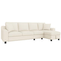 4-SITZER ECKSOFA Chenille Beige mit Stauraum und Getränkehaltern - Beige, Holzwerkstoff/Kunststoff (280/136cm) - WISHDOR