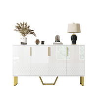 SIDEBOARD 140/40/80 cm aus MDF mit 4 Türen, Hochglanzfront und geometrischem Design, Weiß - Weiß, Holzwerkstoff (140/80/40cm) - Redom
