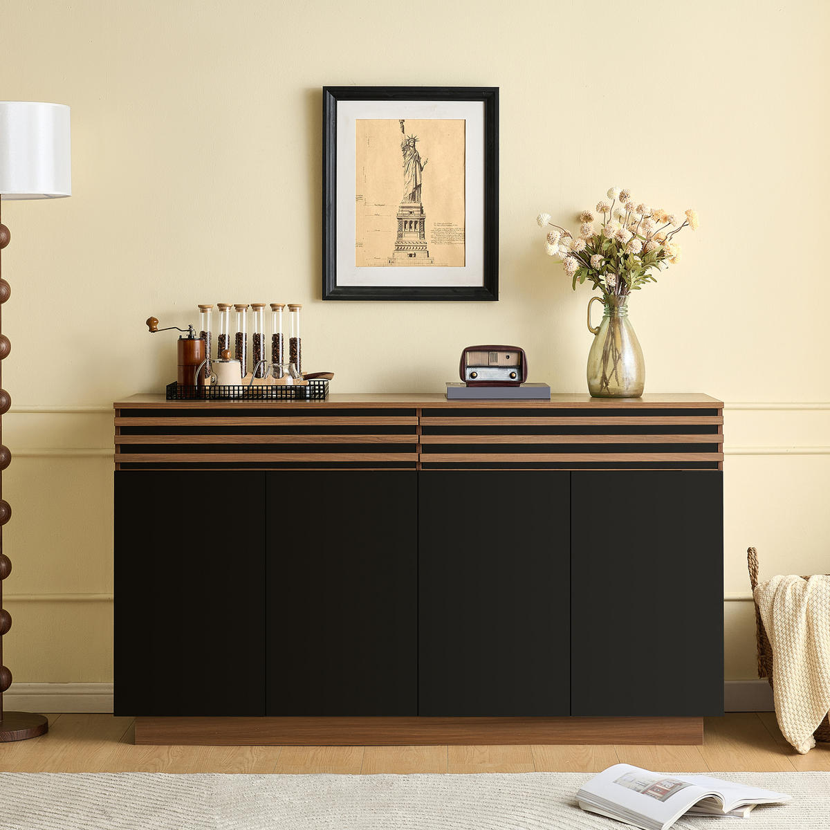 SIDEBOARD 150x40x85 cm Holzoptik schwarz - Schwarz, Holz (150/85/40cm) - Fortuna Lai