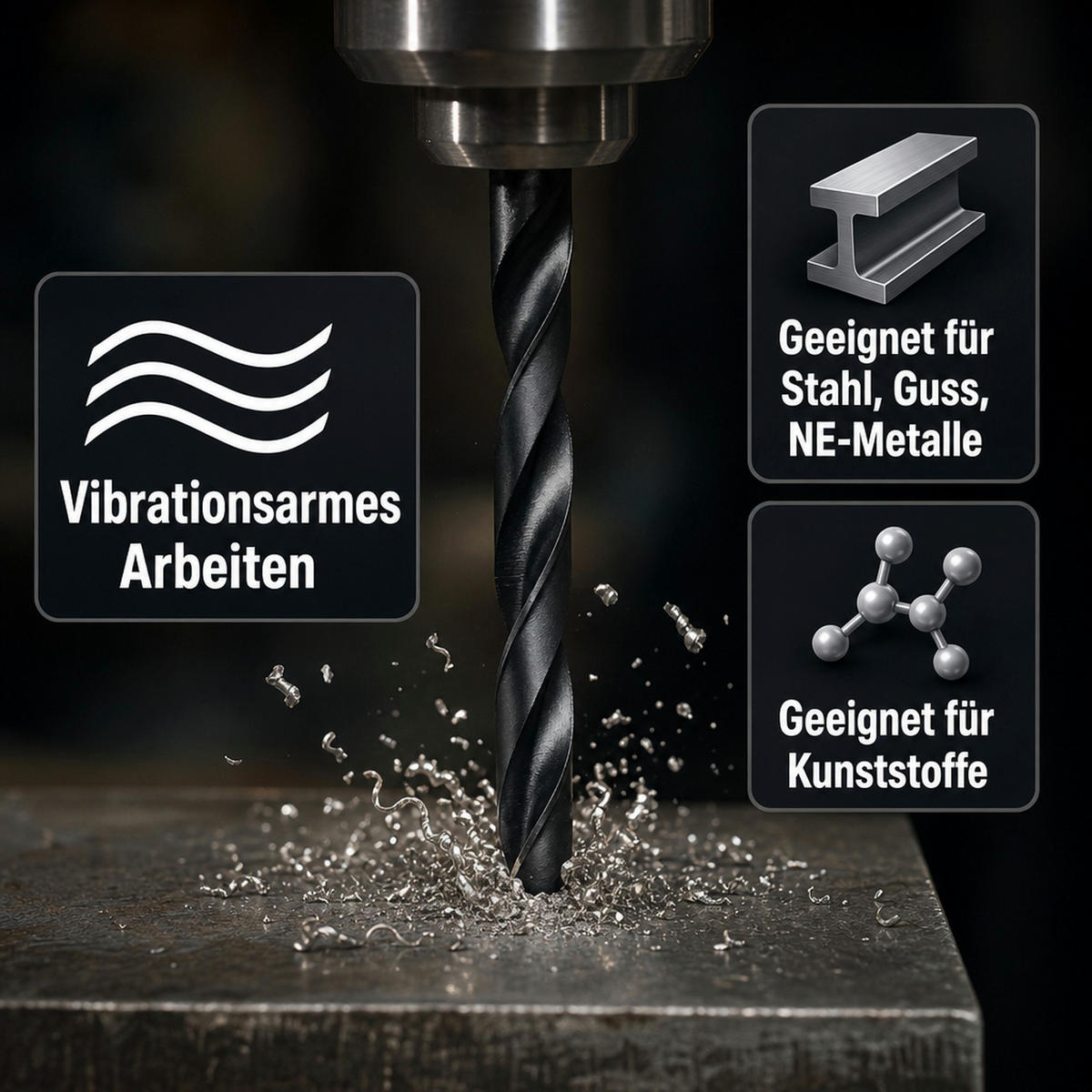 SPIRALBOHRER DIN 338 - Schwarz, Metall (13/1.5/1.5cm) - KLASEBO