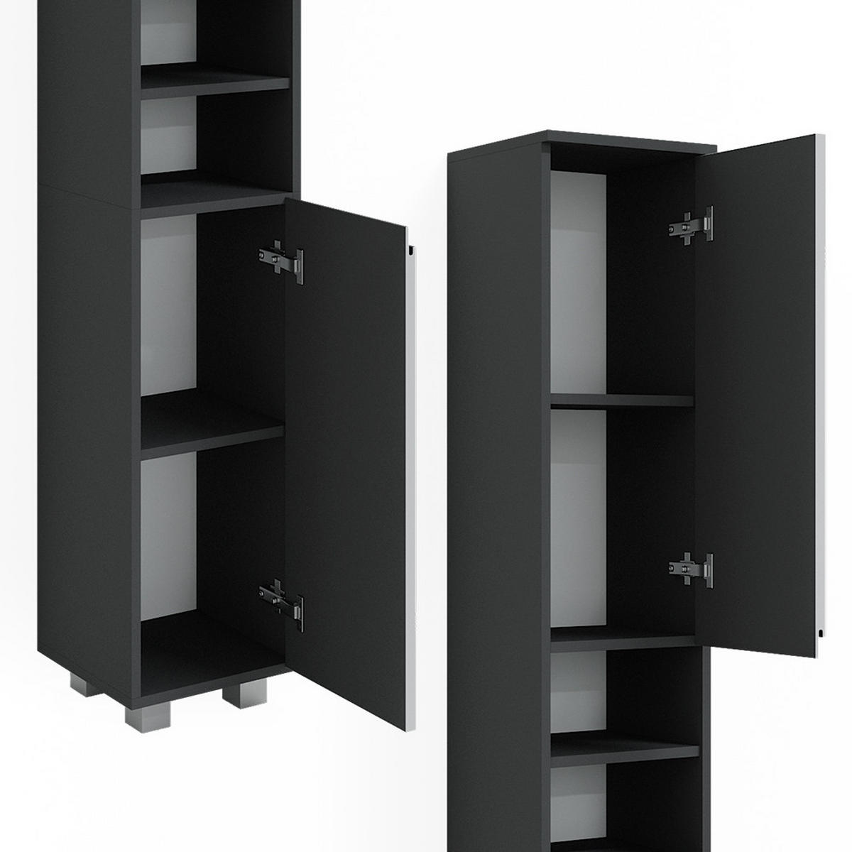 BADSCHRANK J-Shape Weiß 30 x 190 cm - Weiß, Holzwerkstoff (30/190/30cm) - Vicco