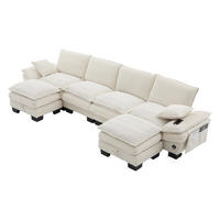 WOHNLANDSCHAFT DE-33753 modular mit 2 Stauraumhockern Beige - Beige, Metall (330/84/132cm) - ComfortXL