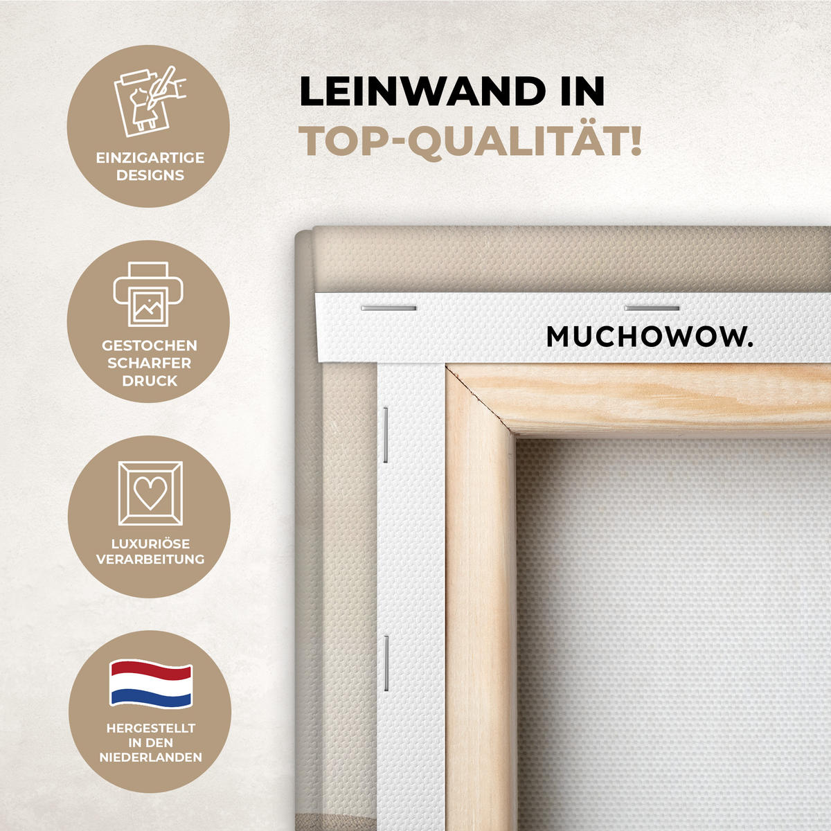 LEINWANDBILD Beige - Natur - Abstrakt - Modern 20x30 cm - Beige, Textil (20/30cm) - MuchoWow